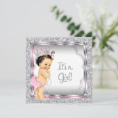 Pink Princess Pearl Baby shower Kaart (Staand voorkant)