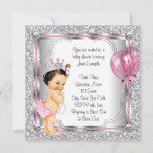 Pink Princess Pearl Baby shower Kaart (Achterkant)