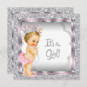 Pink Princess Pearl Baby shower Kaart (Voorkant / Achterkant)