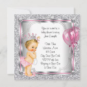 Pink Princess Pearl Baby shower Kaart (Achterkant)