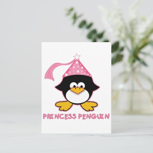 Pink Princess Penguin Briefkaart (Staand voorkant)