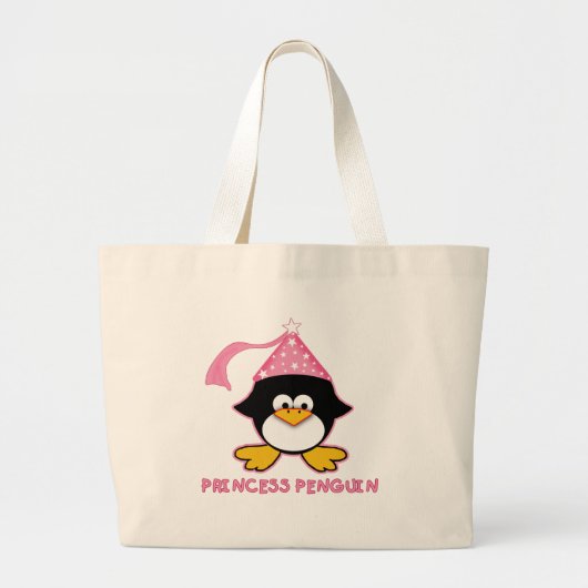 Pink Princess Penguin Grote Tote Bag (Voorkant)