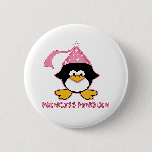 Pink Princess Penguin Ronde Button 5,7 Cm (Voorkant)