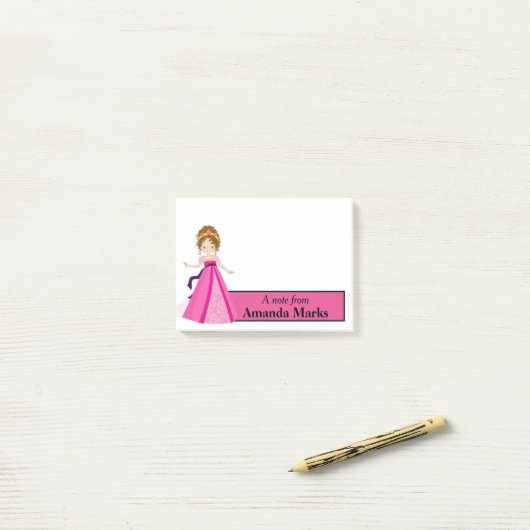 Pink Princess Personalized Post-it® Notes (Op bureau)