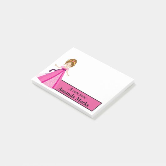 Pink Princess Personalized Post-it® Notes (Schuin)
