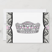 Pink Princess Pink Black Damask Baby shower Kaart (Achterkant)