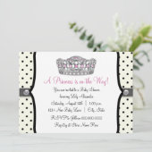 Pink Princess Pink Black Polka Dot Baby shower Kaart (Staand voorkant)