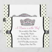 Pink Princess Pink Black Polka Dot Baby shower Kaart (Voorkant / Achterkant)