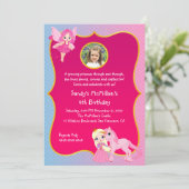 Pink Princess Pony Birthday Kaart (Staand voorkant)