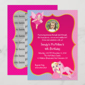 Pink Princess Pony Birthday Kaart (Voorkant / Achterkant)