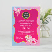 Pink Princess Pony Birthday Kaart (Staand voorkant)