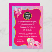 Pink Princess Pony Birthday Kaart (Voorkant / Achterkant)