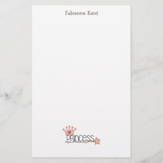Pink Princess Princess Wordart Briefpapier (Voorkant)