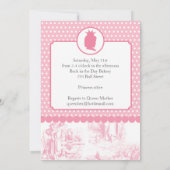 Pink Princess Silhouette Toile Party Invitation Kaart (Achterkant)