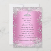 Pink Princess Snowflake Baby shower Invite Kaart (Achterkant)
