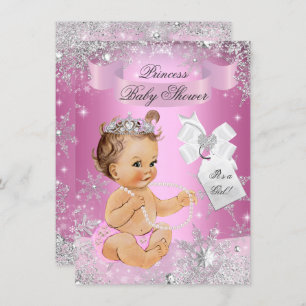 Pink Princess Snowflake Baby shower Invite Kaart