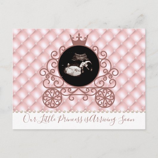 Pink Princess Sonogram Zwangerschap Aankondiging (Voorkant)
