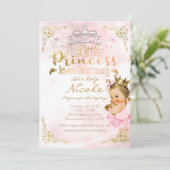 Pink Princess Sparkle Tutu & Crown Baby shower Kaart (Staand voorkant)
