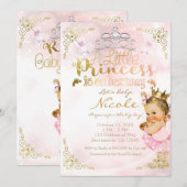 Pink Princess Sparkle Tutu & Crown Baby shower Kaart (Voorkant / Achterkant)