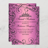 Pink Princess Sweet 16 Verjaardag Uitnodiging (Voorkant / Achterkant)