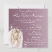 Pink Princess Sweet 16 Verjaardagsfeest Kaart (Achterkant)