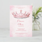  Pink Princess Tiara Fairytale Birthday Party Kaart (Staand voorkant)