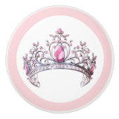 Pink Princess Tiara Girly Ceramic Knob Keramische Knop (Voorkant)