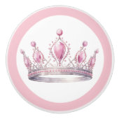 Pink Princess Tiara Girly Ceramic Knob Keramische Knop (Voorkant)