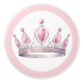 Pink Princess Tiara Girly Ceramic Knob Keramische Knop (Voorkant)