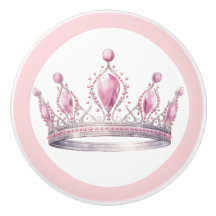 Pink Princess Tiara Girly Ceramic Knob