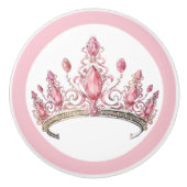 Pink Princess Tiara Girly Ceramic Knob Keramische Knop (Voorkant)