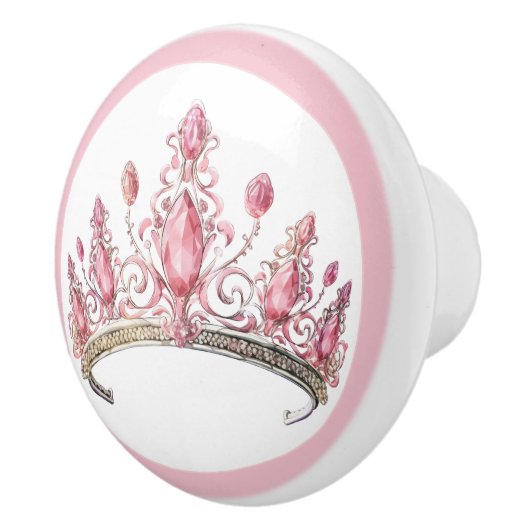 Pink Princess Tiara Girly Ceramic Knob Keramische Knop (Rechts)