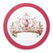 Pink Princess Tiara Girly Ceramic Knob Keramische Knop (Voorkant)