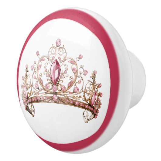 Pink Princess Tiara Girly Ceramic Knob Keramische Knop (Rechts)