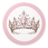 Pink Princess Tiara Girly Ceramic Knob Keramische Knop (Voorkant)
