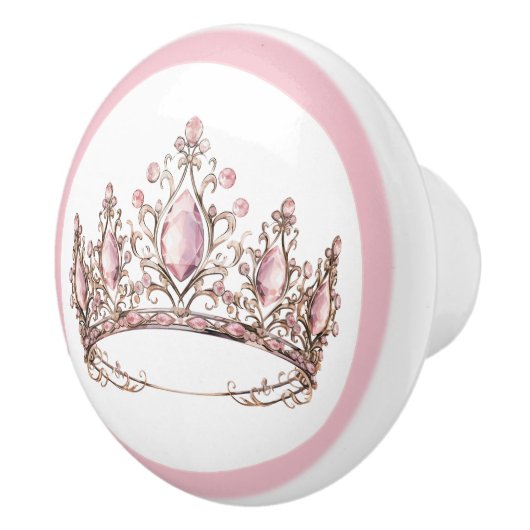 Pink Princess Tiara Girly Ceramic Knob Keramische Knop (Rechts)