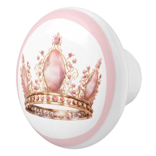 Pink Princess Tiara Girly Ceramic Knob Keramische Knop (Rechts)