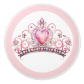 Pink Princess Tiara Girly Ceramic Knob Keramische Knop (Voorkant)
