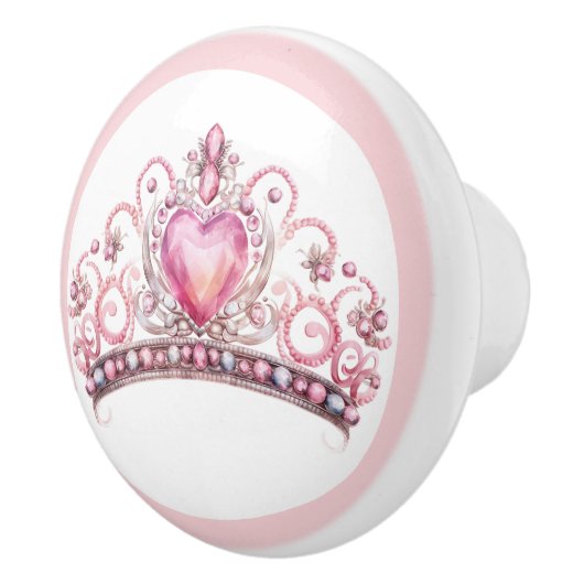 Pink Princess Tiara Girly Ceramic Knob Keramische Knop (Rechts)