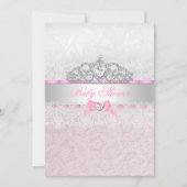Pink Princess Tiara Lace Baby shower Invitation Kaart (Voorkant)