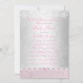 Pink Princess Tiara Lace Baby shower Invitation Kaart (Achterkant)