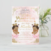 Pink Princess Tutu & Crown Twin Girls Baby shower Kaart (Staand voorkant)