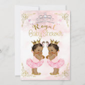 Pink Princess Tutu & Crown Twin Girls Baby shower Kaart (Achterkant)