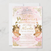 Pink Princess Tutu & Crown Twin Girls Baby shower Kaart (Voorkant)