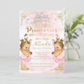 Pink Princess Tutu & Crown Twin Girls Baby shower Kaart (Staand voorkant)