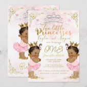 Pink Princess Tutu & Crown Twin Girls Birthday Kaart (Voorkant / Achterkant)