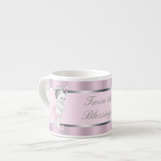 Pink Princess Twin Girl Baby Cups Espresso Kop (Links)