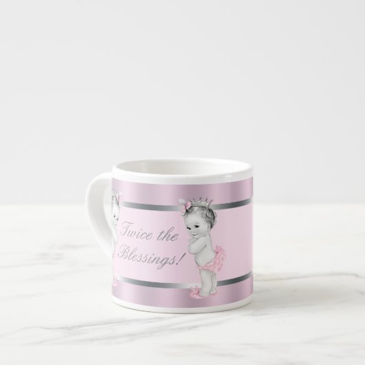 Pink Princess Twin Girl Baby Cups Espresso Kop (Links)