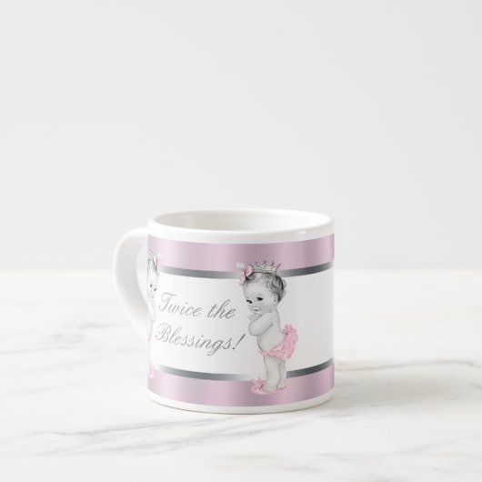 Pink Princess Twin Girl Baby Cups Espresso Kop (Links)