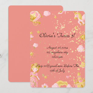 Pink Princess verjaardagsuitnodiging Kaart